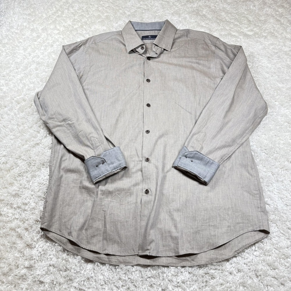 Hart Schaffner Marx Shirt Mens Large Gray Button Down Casual Capsule Work Preppy